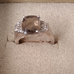 Smokey topaz Sterling silver with cubic zirconia